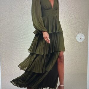 Lulu's Olive Green Long Sleeve Maxi Dress